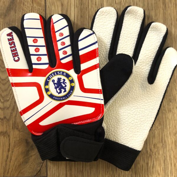 Детские вратарские перчатки CHELSEA, красно-бело-черные, размер 6-8