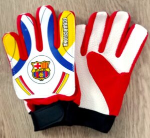 Детские вратарские перчатки BARCELONA красно-желтые, размер 6-8, с липучкой