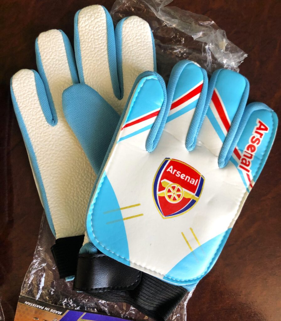 Детские вратарские перчатки ARSENAL сине-бело-красные, размер 5-8