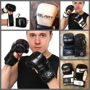 Чёрные гибридные перчатки ZELART для ММА, размеры M-XL, на липучке
