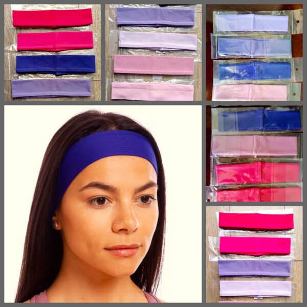 Тонкая повязка на голову из хлопка и эластана, голубой цвет