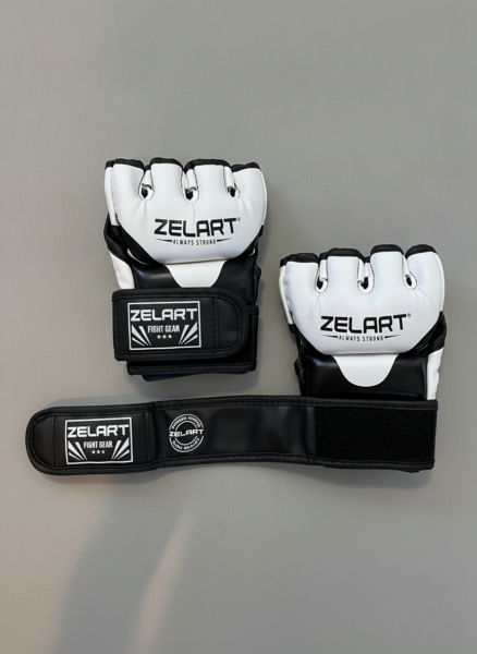 Рукавички для змішаних єдиноборств MMA Zelart, розмір S–L, колір – біло-чорний
