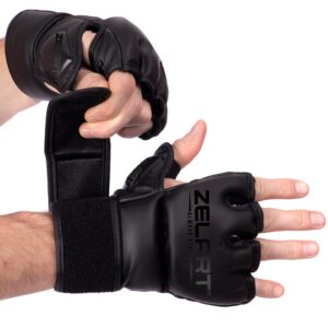 Открытые перчатки Zelart для MMA, чёрные, размер XXS-L, из полиуретана