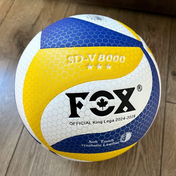 Волейбольний м'яч FOX №5, поліуретанова оболонка, жовто-біло-синій дизайн