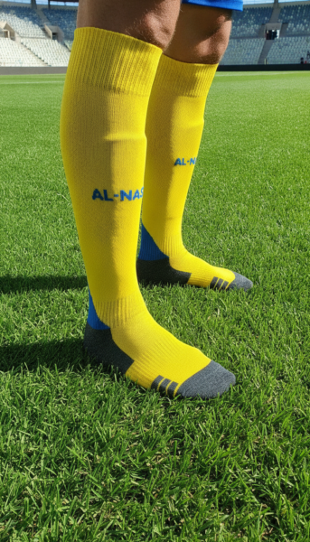 Гетры детские с символикой футбольного клуба AL NASSR HOME 2025, размер 27-35, цвет жёлтый
