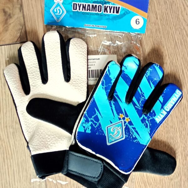Детские вратарские перчатки DYNAMO KYIV синего цвета, размер 5-7