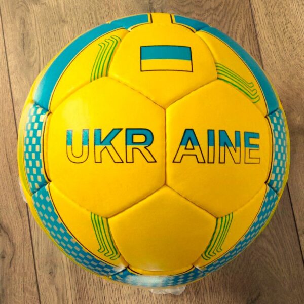 Футбольный мяч UKRAINE BALLONSTAR жёлто-голубой, размер 5, ручной шов, PVC