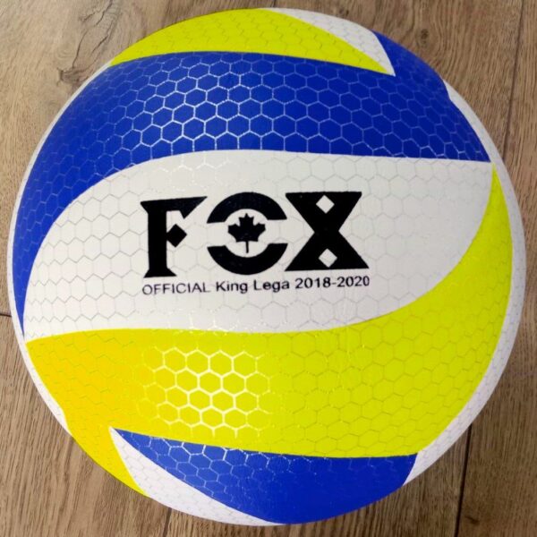 Волейбольний м'яч FOX №5 з поліуретану, жовто-біло-синій, з термосклеєними панелями