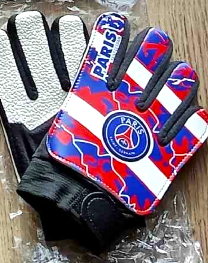 Детские вратарские перчатки PSG красно-сине-белые, размер 6–8