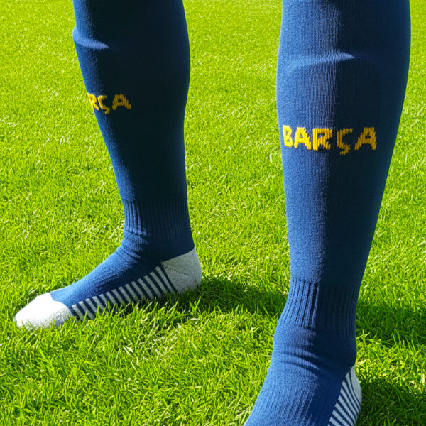 Гетры детские с символикой футбольного клуба BARCELONA AWAY 2025, размер 27-35, цвет синий