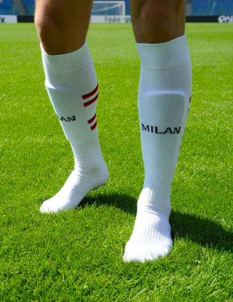 Гетры детские с символикой футбольного клуба AC MILAN HOME 2025, размер 27-35, цвет белый