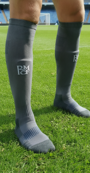 Гетры детские с символикой футбольного клуба REAL MADRID AWAY 2025 , размер 27-35, цвет  серый