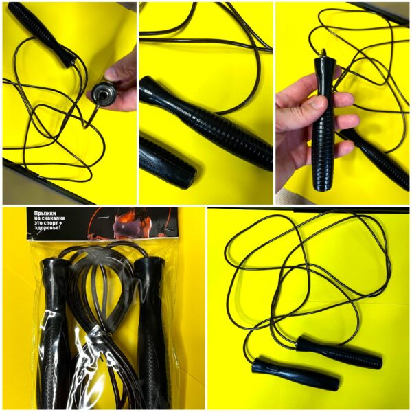 Скоростная скакалка SPEED ROPE с подшипниками и стальным тросом, чёрный цвет, 3 м