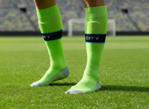 Гетры детские с символикой футбольного клуба MANCHESTER CITY AWAY 2025, размер 27-35, цвет  салатовый